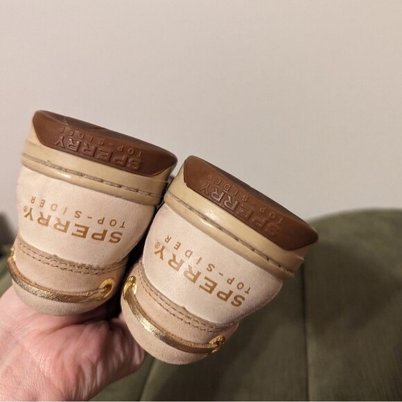 SPERRY Angelfish Sequin Slip On Tan Leather Loafers Boat Shoes Moccasins - Picture 10 of 12